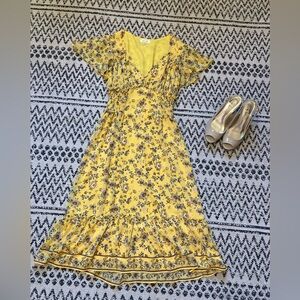 FREE WITH BUNDLE Max Studio Yellow Floral Midi Dress